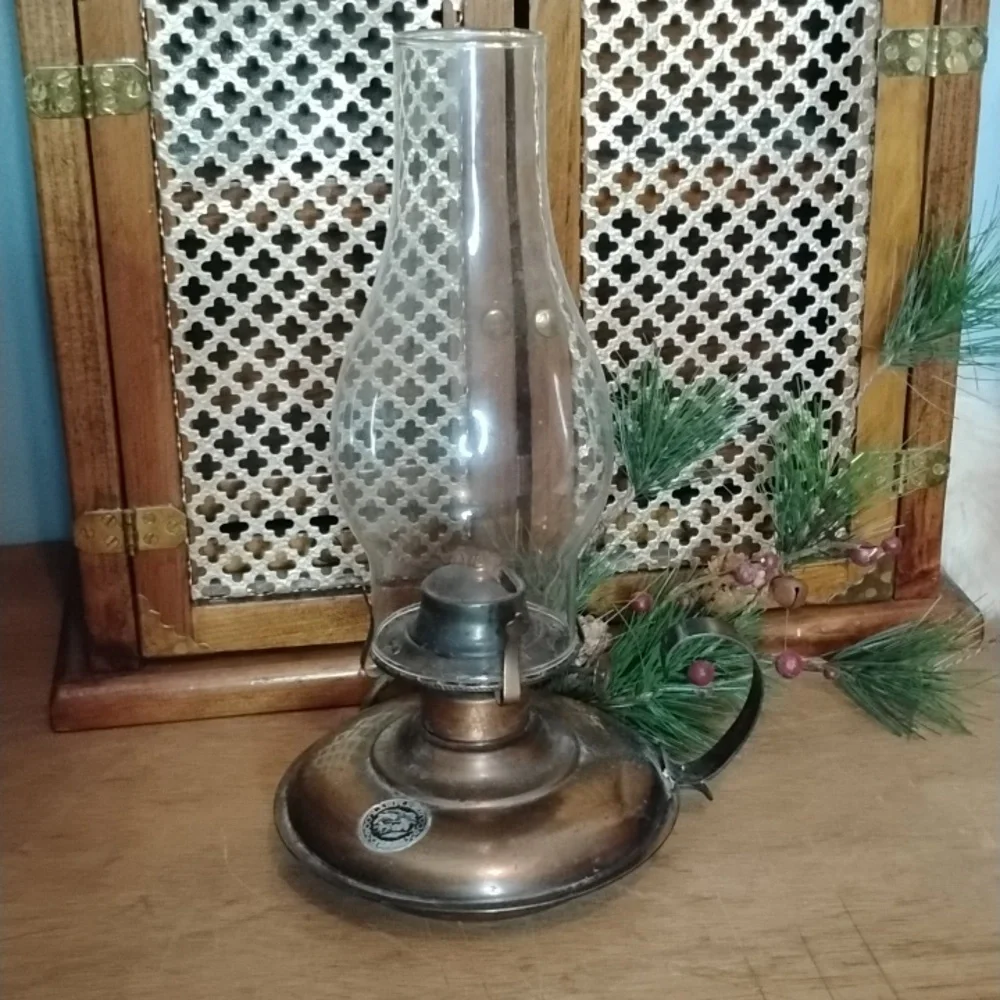 . Vintage Lamplight Farms Copper Hurricane Lamp Lantern - Oil Lantern with Wick